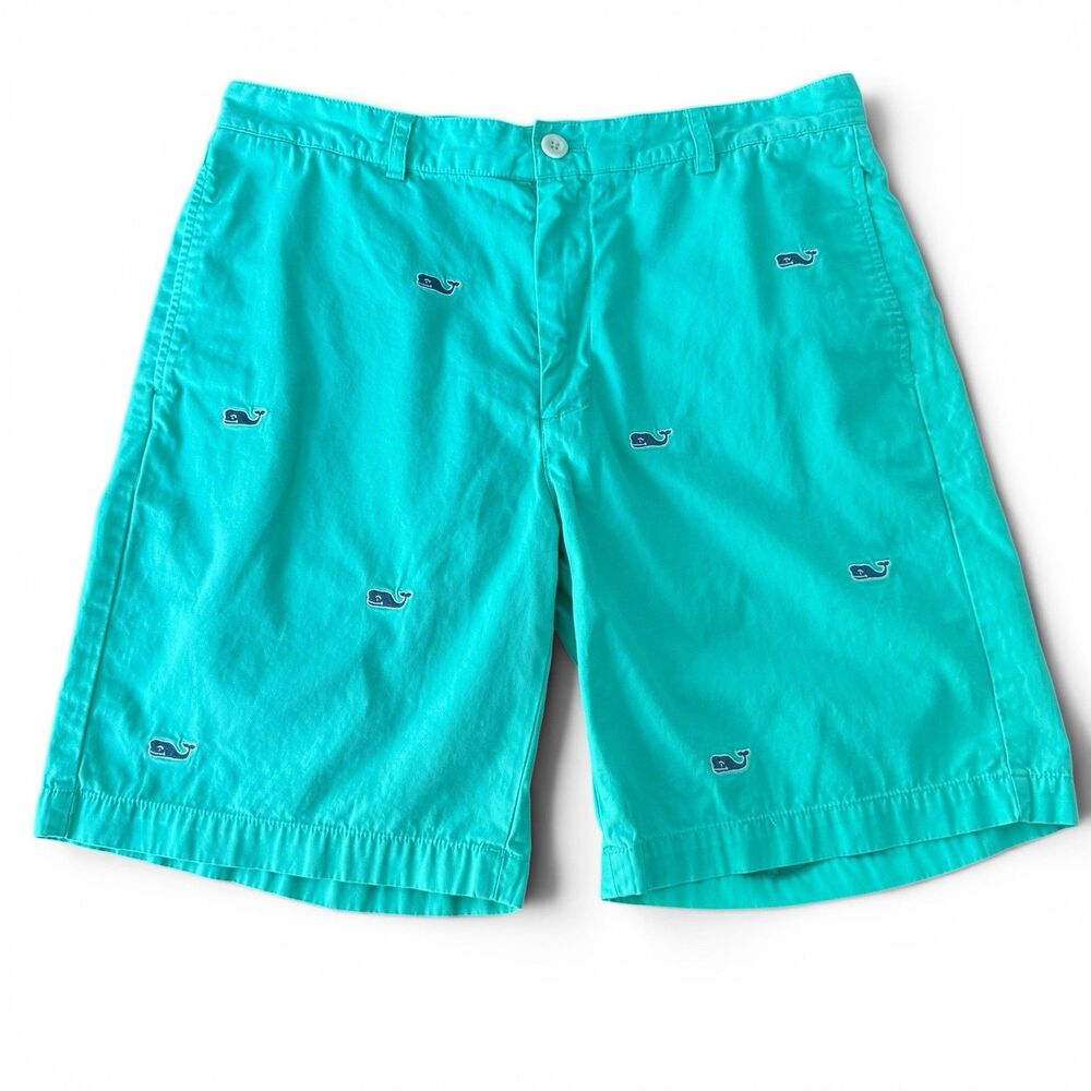 Vineyard Vines Club Shorts Mens 34 Mint Green Whale Print AOP Golf Preppy Summer